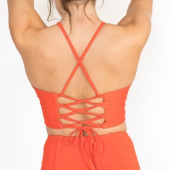 lime ricki Other - Lime Ricki persimmon lace back crop top